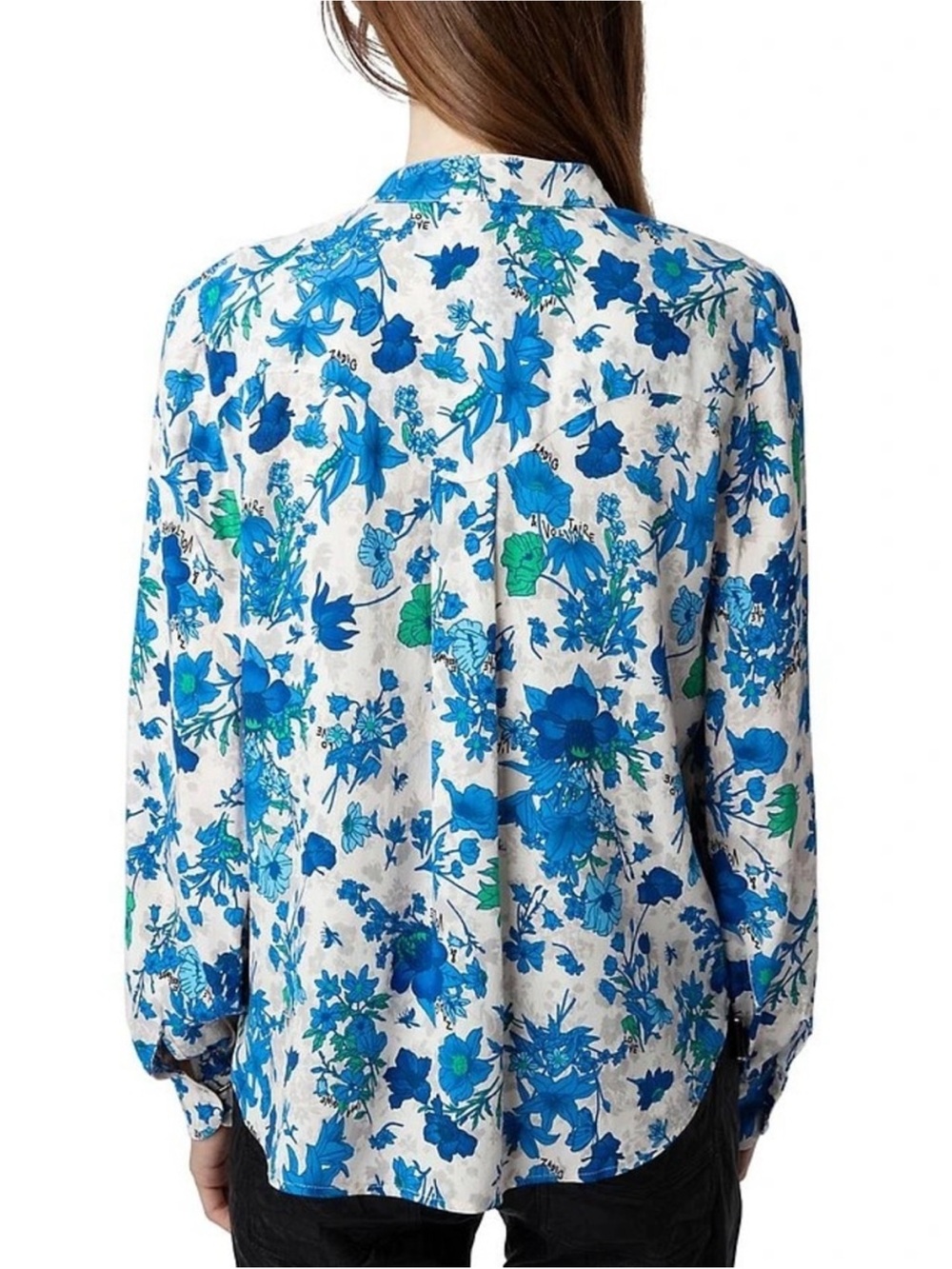 Zadig & Voltaire Twina crepe garden flowers Floral Button-Front Blouse Sz Med - Picture 6 of 13